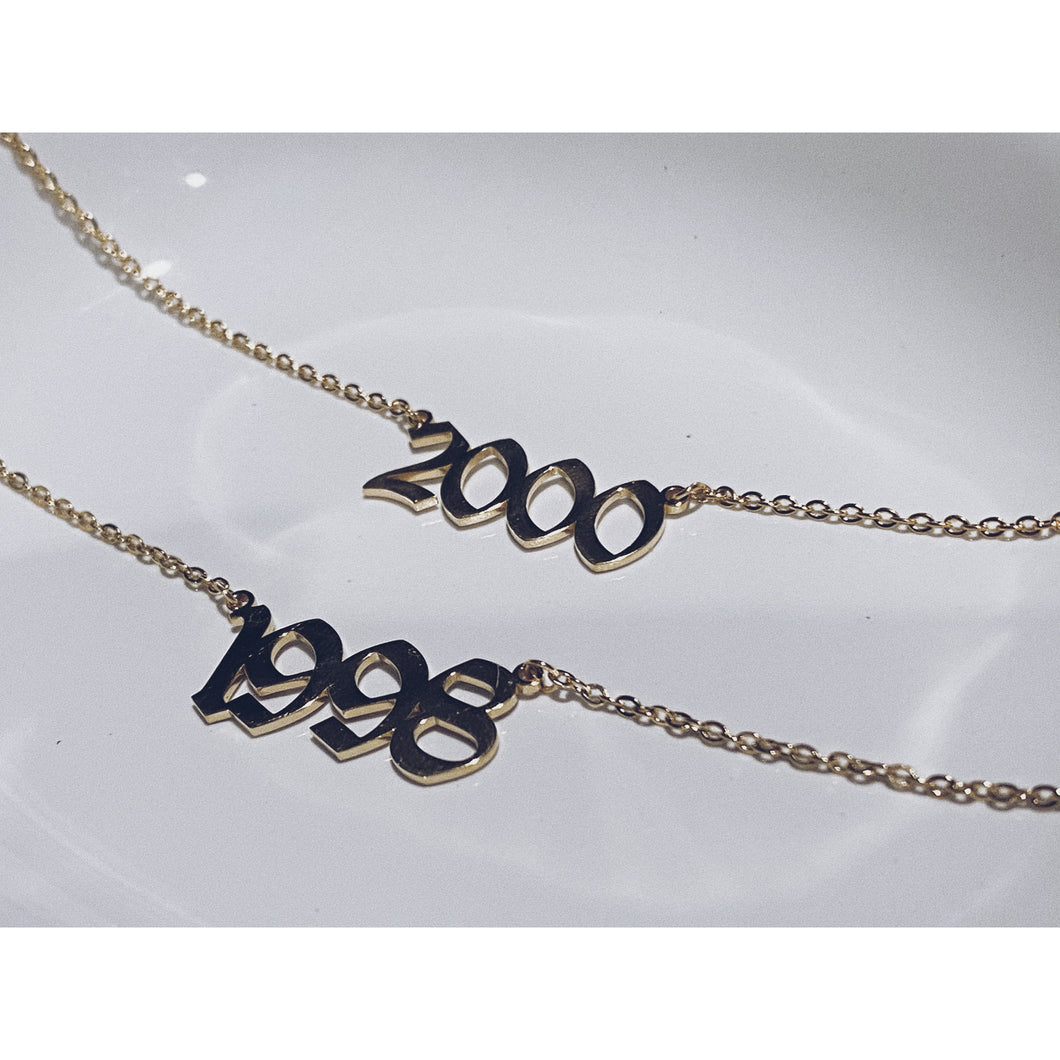 Gold Customized Birth Year Chain Necklace