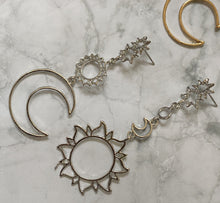 Load image into Gallery viewer, Sun + Moon Dangle Earring
