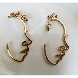 Gold Face Abstract Earrings
