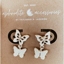 Load image into Gallery viewer, Dangle Pearl Butterfly Earrings
