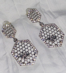 Silver Honeycomb Dangle Earrings