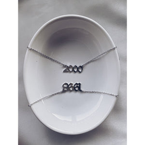 Silver Customized Birth Year Chain Necklace