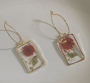 Portrait Red Sunflower Earrings