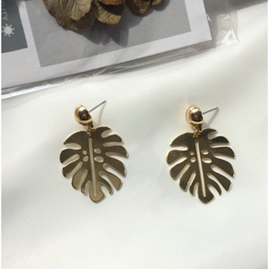 Gold Leaf Palm Dangle Earrings